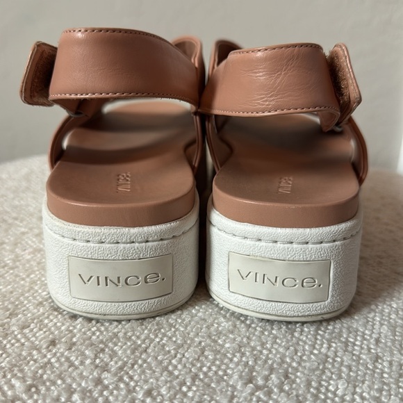 VINCE Weslan Leather Platform Crisscross Velco Strap Sandal Size 9 - Picture 7 of 9